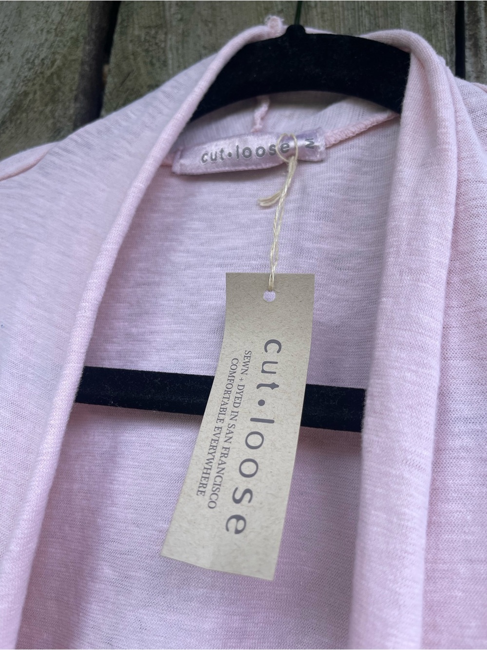 NWT Cut Loose Pink Cotton Linen Natural Fibers Crop Wrap Cardigan USA - Size M - Picture 4 of 11